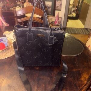 Adrienne Vittadini Black Tote Bag with Luxurious Velvet Texture with matching w